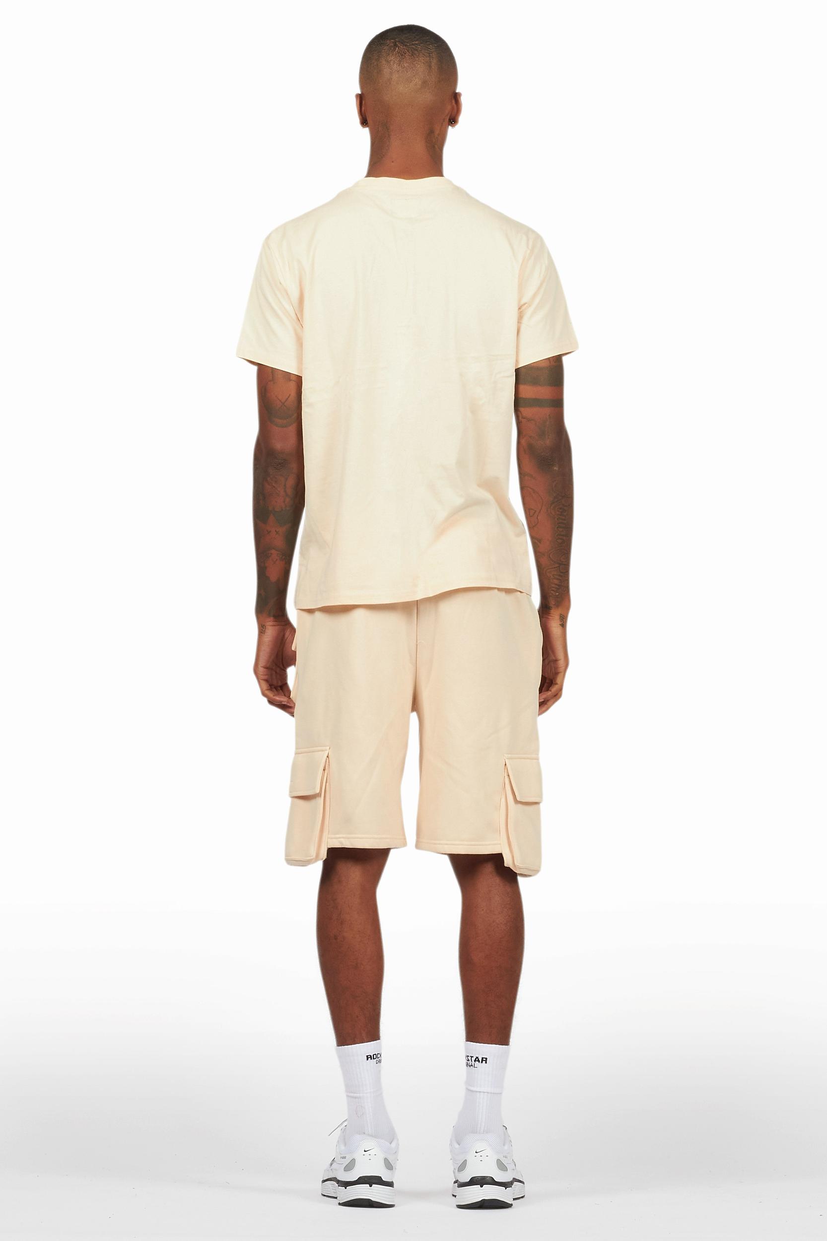 Sana Beige T-Shirt Cargo Shorts Set Male Product Image
