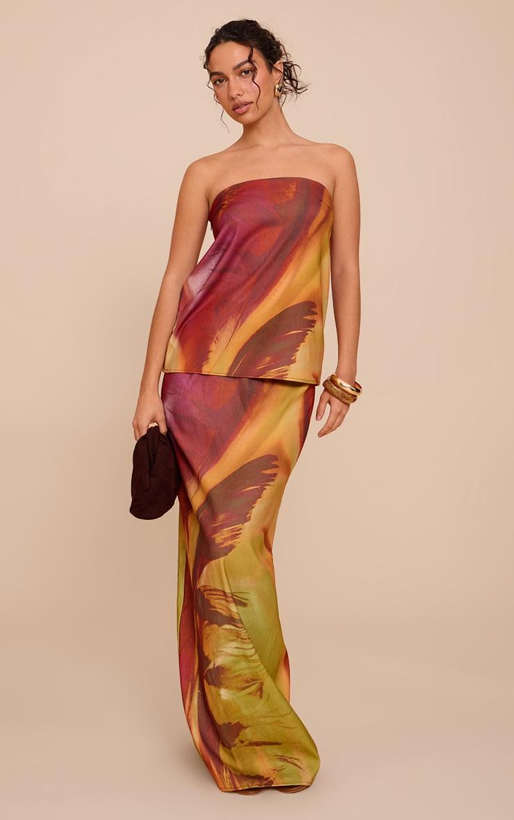  Multi Flower Print Woven Bandeau Top Product Image