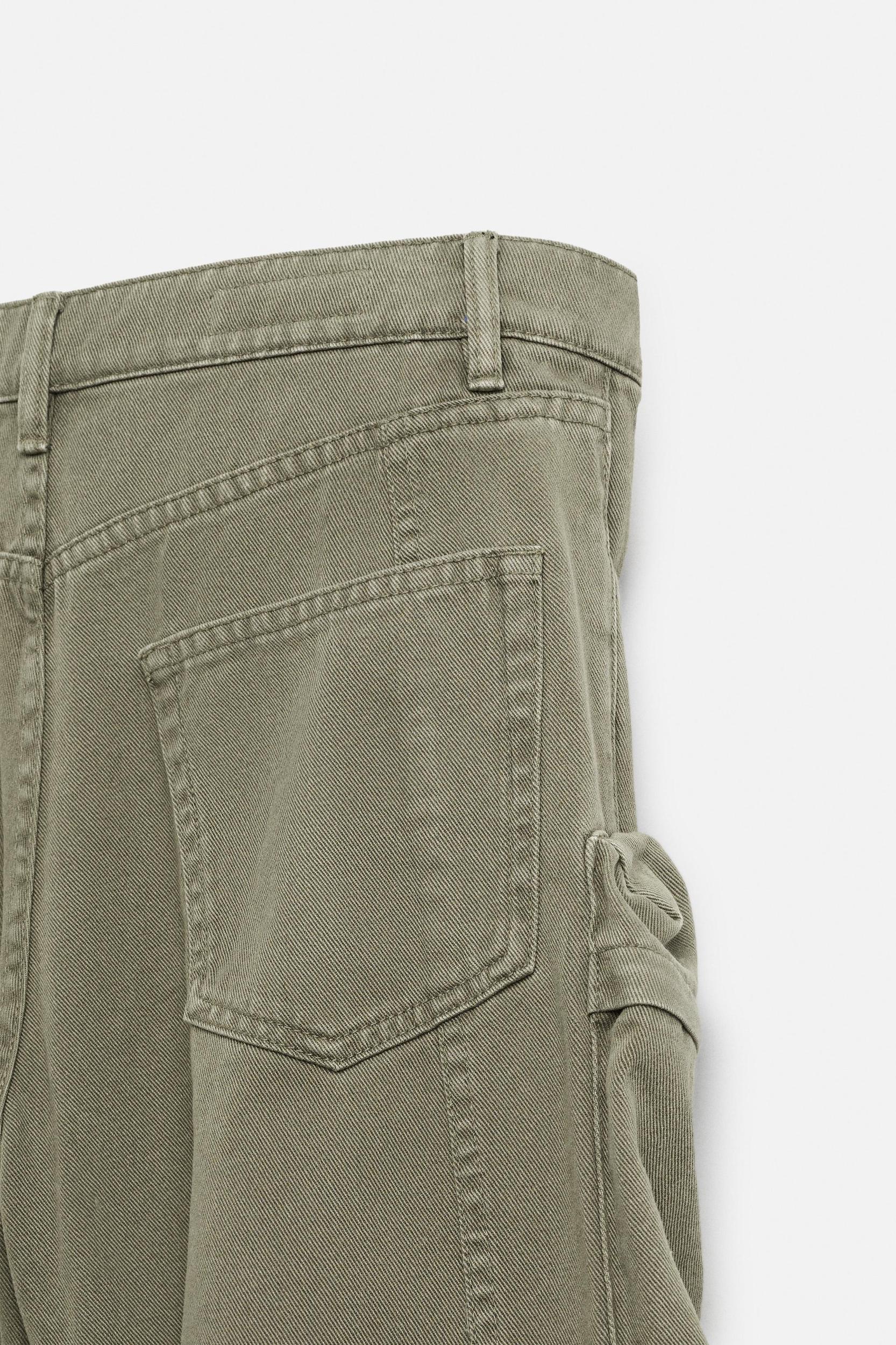 DENIM CARGO PANTS WITH POCKETS Product Image