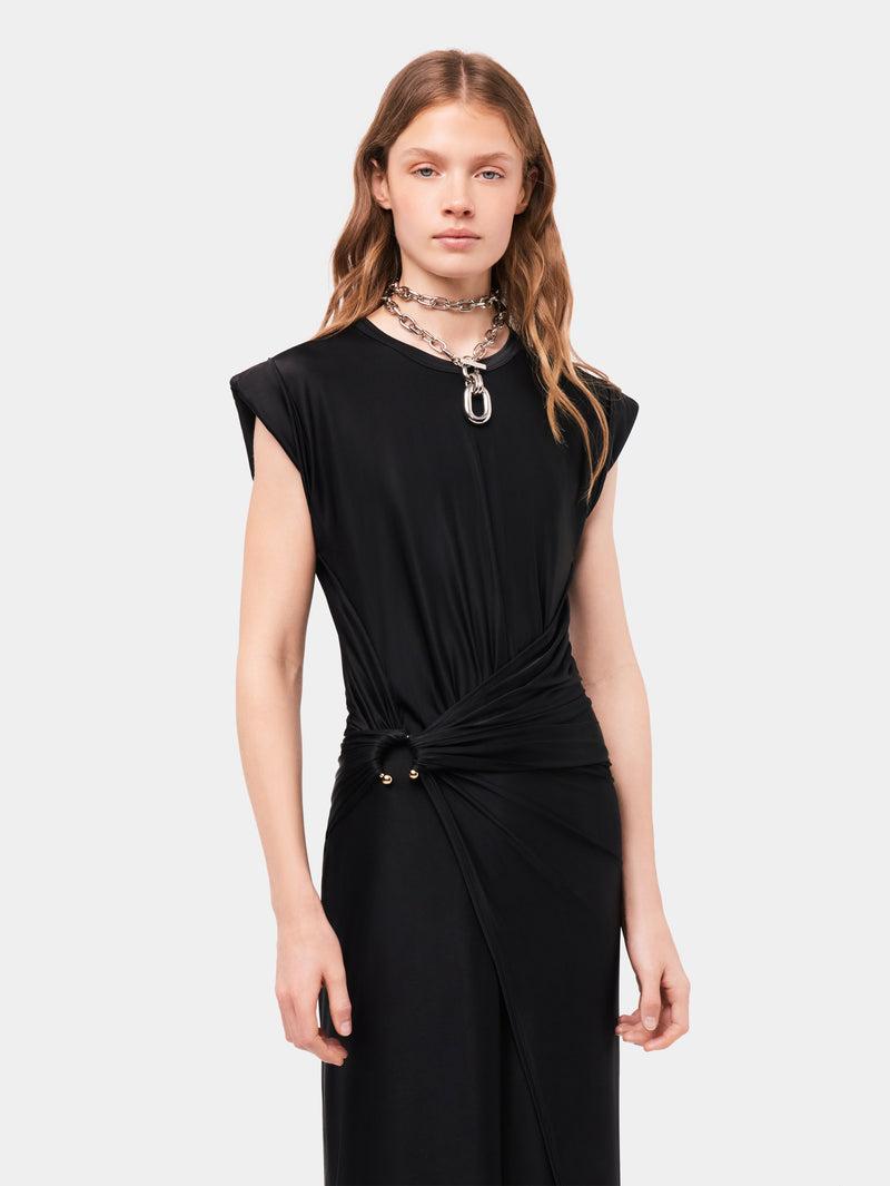 Black draped dress with signature piercing Product Image