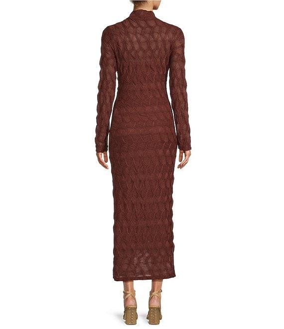 Antonio Melani Katelyn Long Sleeve Turtleneck Puckered Jacquard Midi Dress Product Image