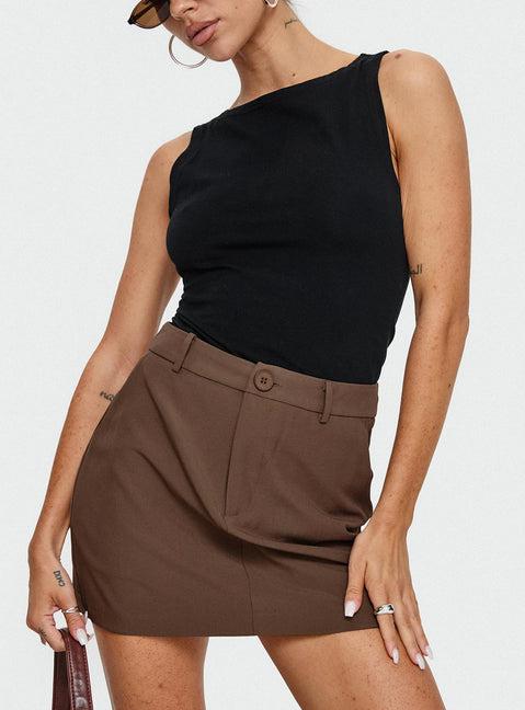 Sabyna Tailored Mini Skirt Brown Product Image