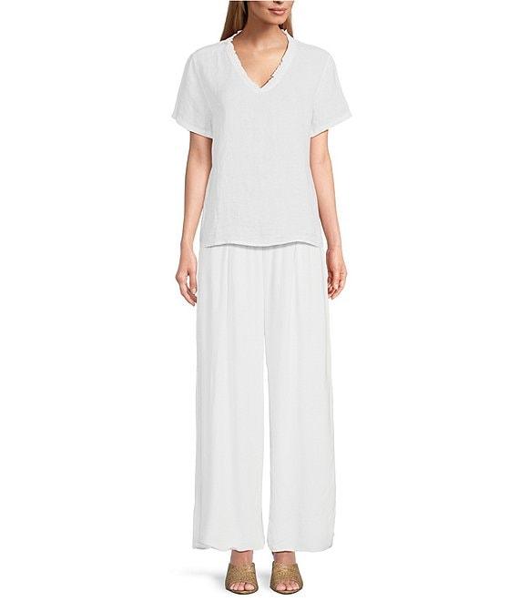 M Made in Italy Pull-On Pleated Ankle Coordinating Wide Leg Pants Product Image