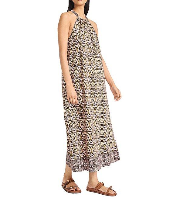 The Good Journey Halter Tie Neck Printed Crepe De Chine Maxi Dress Product Image