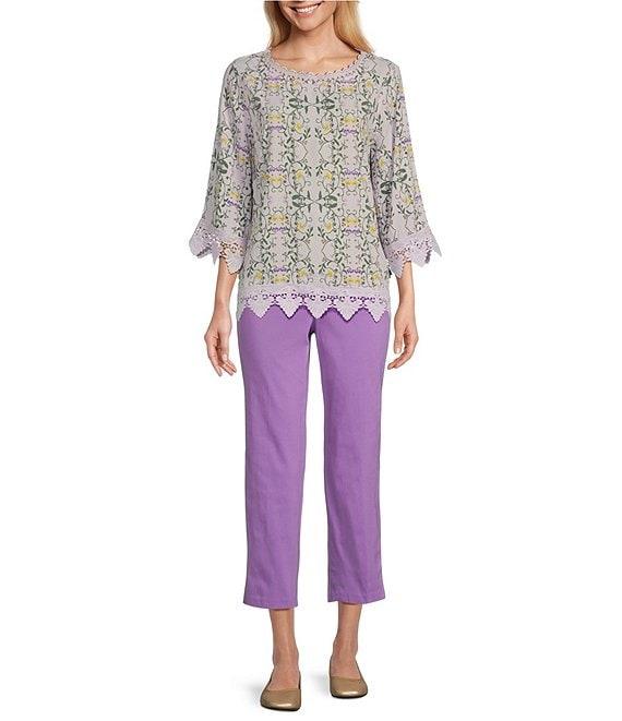Allison Daley Lattice Hem Pull-On Straight Leg Cropped Pants Product Image