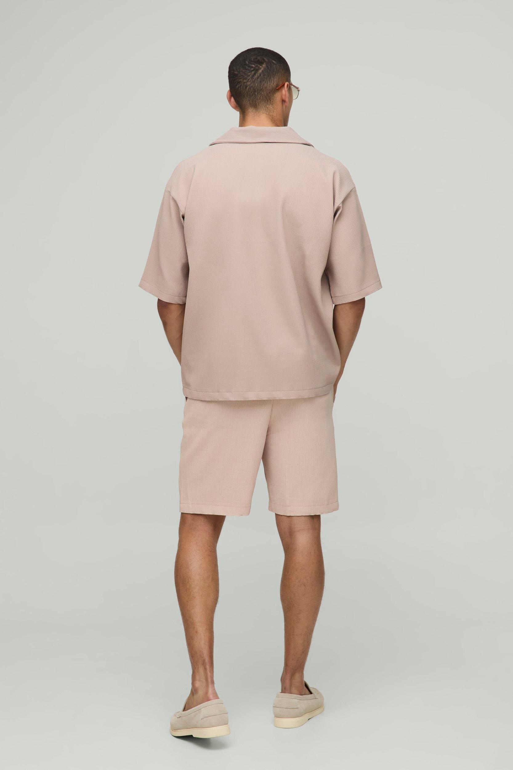 Pleated Oversized V Neck Shirt | boohooMAN USA Product Image