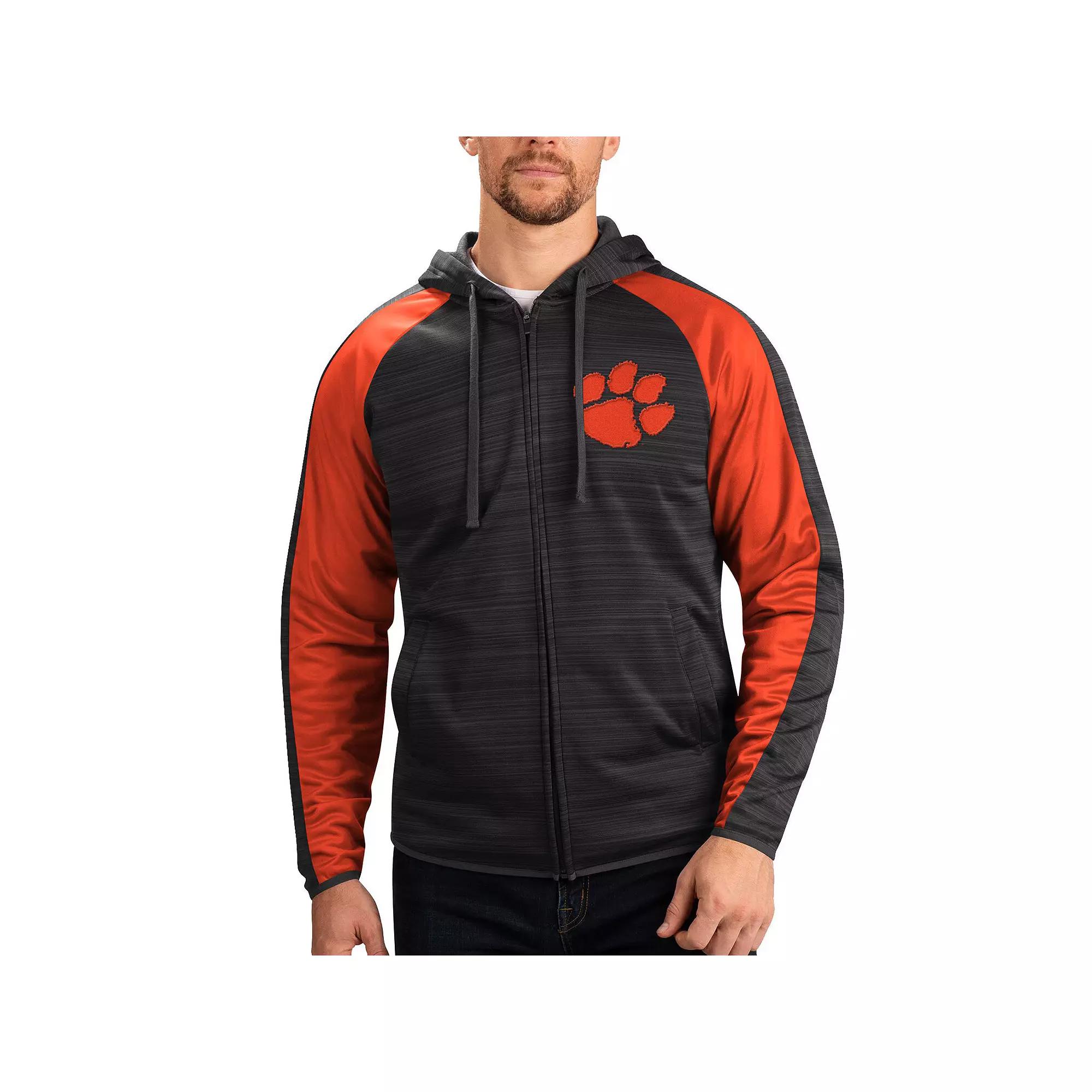 Men's G-III Sports by Carl Banks Black Clemson Tigers Neutral Zone Raglan Full-Zip Track Jacket Hoodie,  Product Image