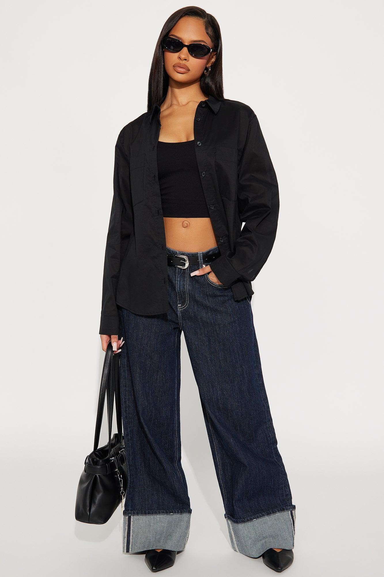 Simplicity Button Up Shirt - Black Female Product Image