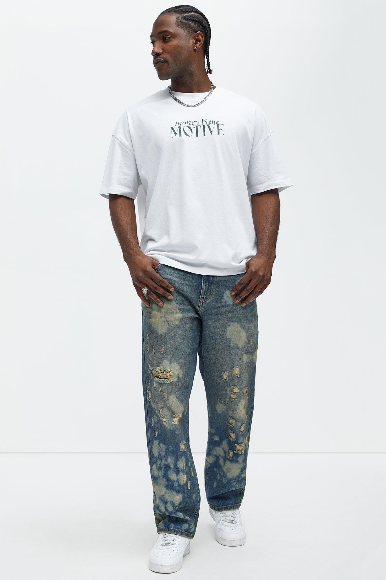 Go At It Straight Stained Jeans - Vintage Blue Wash Product Image