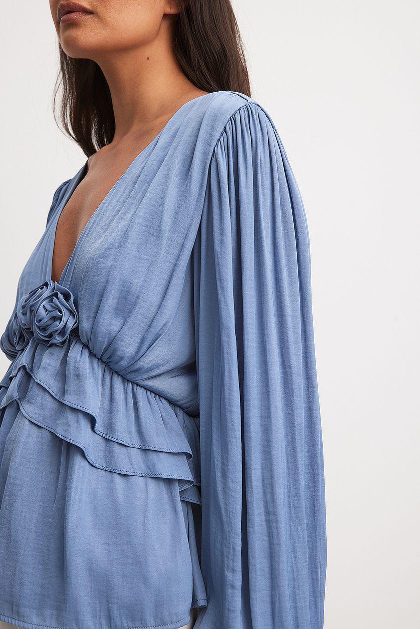 Balloon Sleeve Frill Detail Blouse Product Image