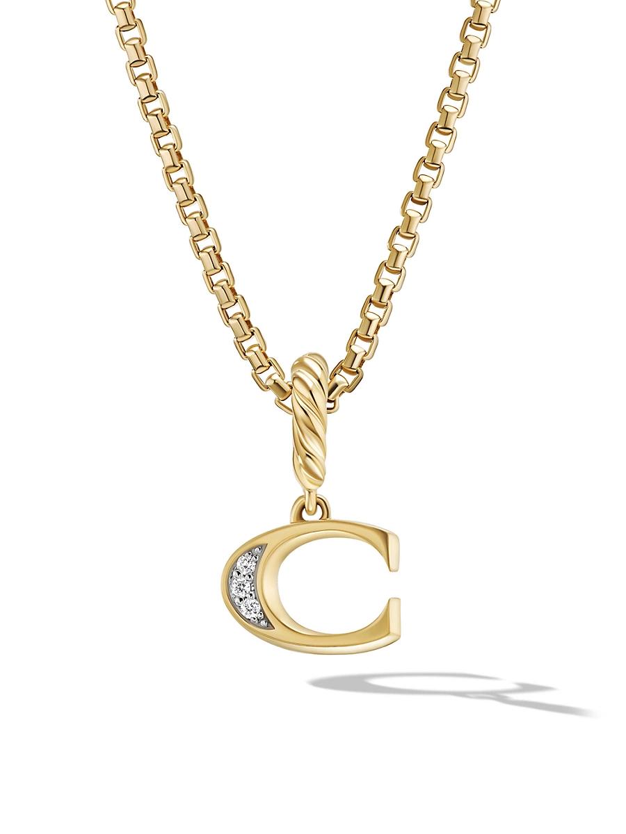 Womens Pav Initial Pendant in 18K Yellow Gold Product Image