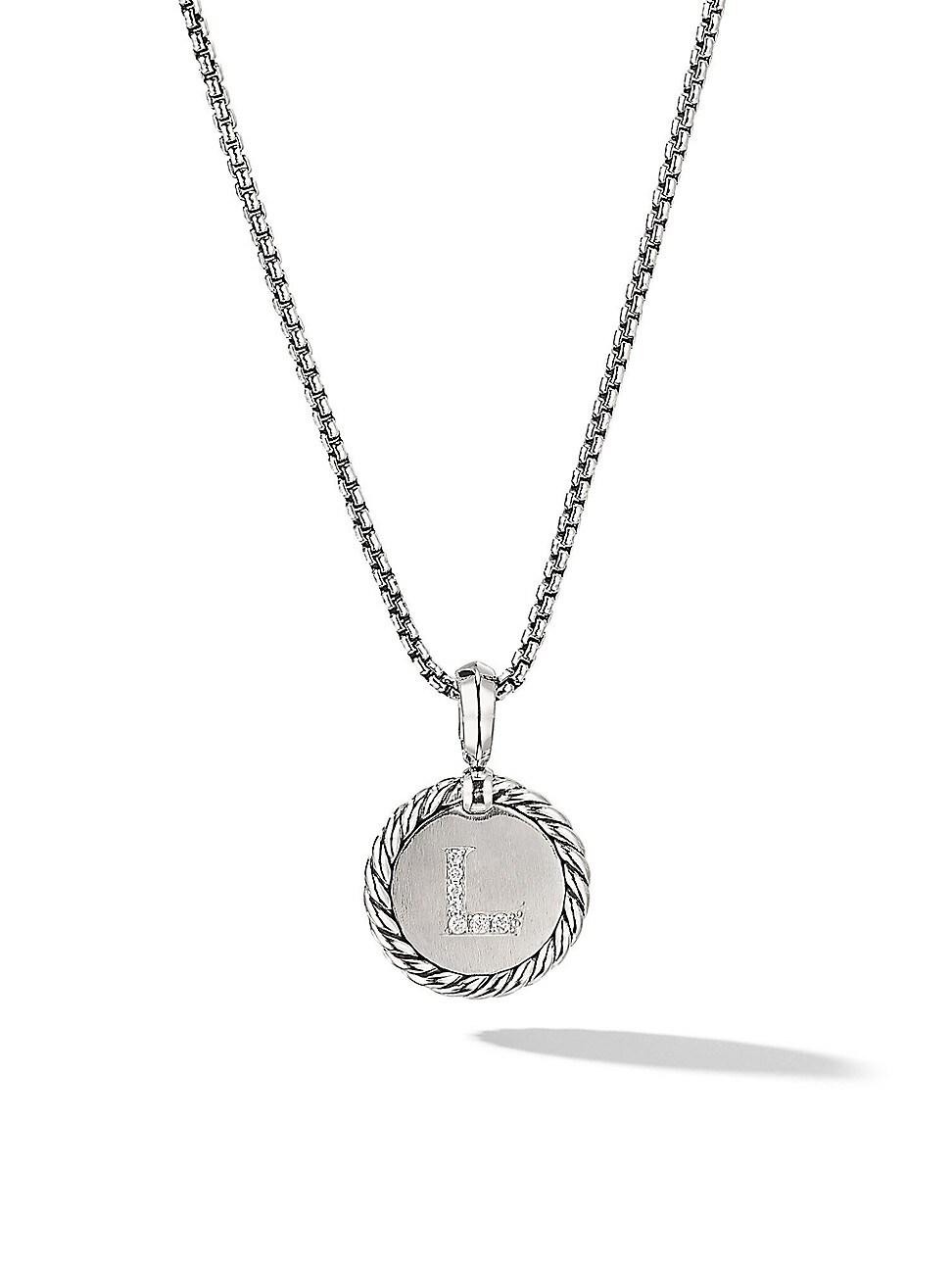 Womens Initial Charm Necklace in Sterling Silver Product Image