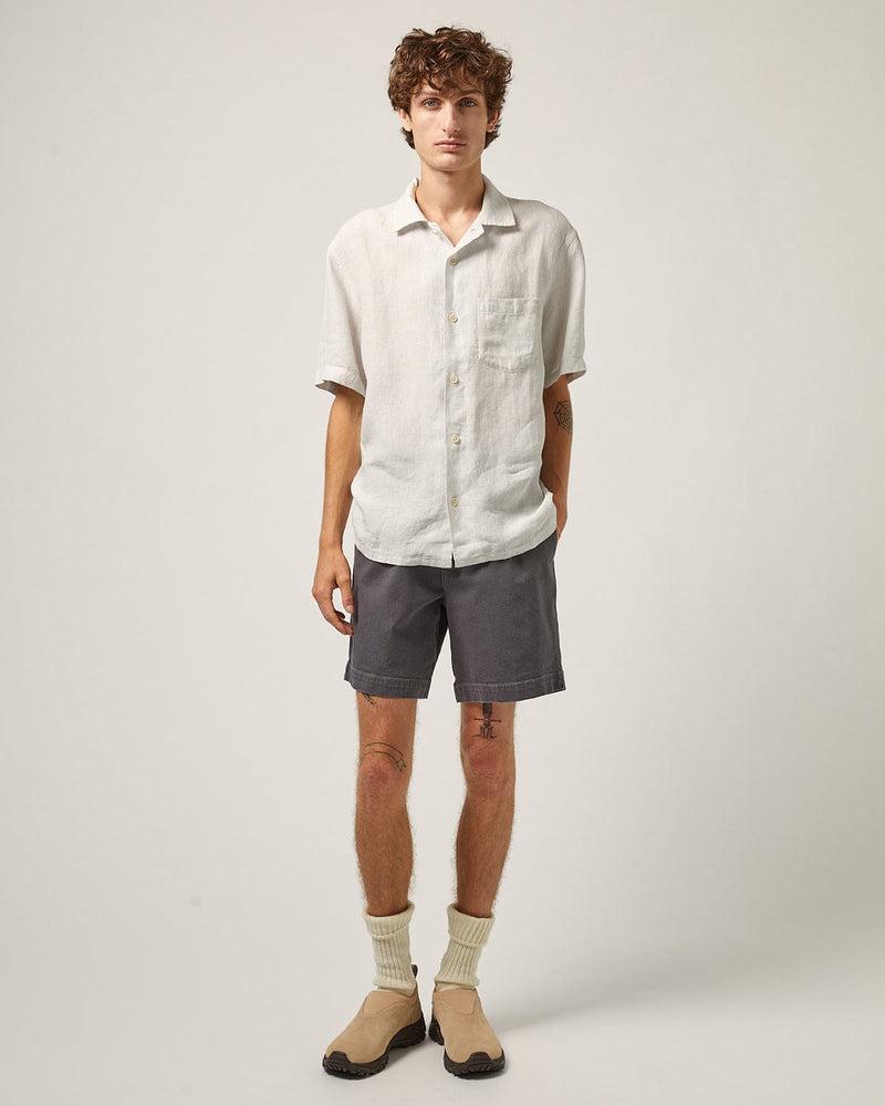 Linen Stripe SS Camp - Grey Product Image