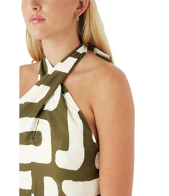 CROSBY by Mollie Burch Cleo Abstract Print Tie Halter Linen Blend Maxi Dress Product Image