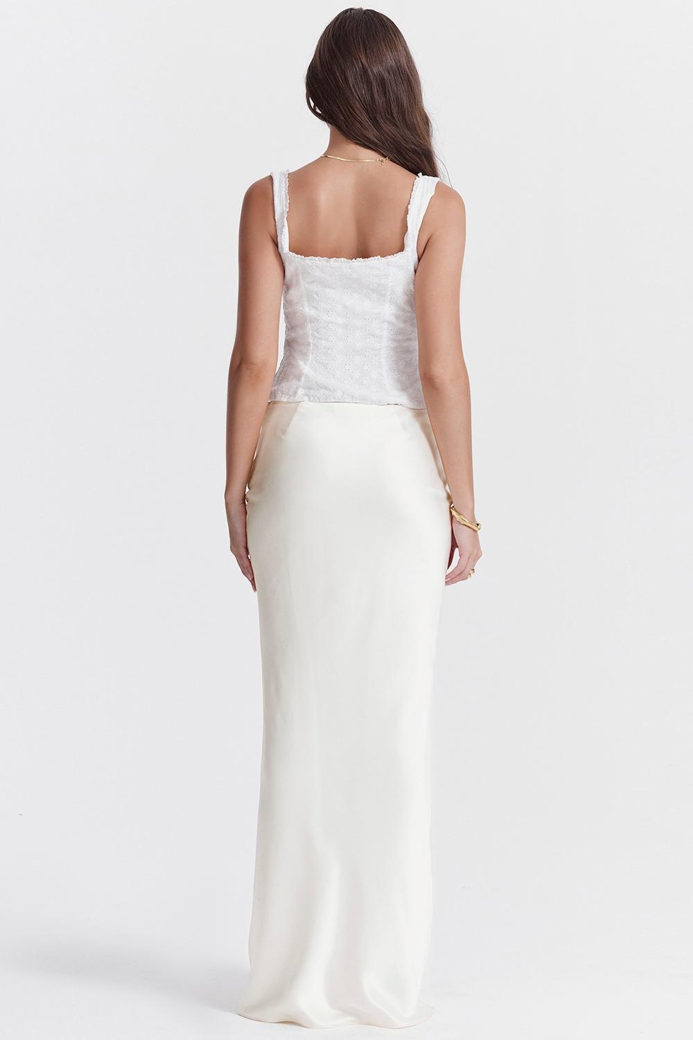 Sydel  white satin bias cut maxi skirt - sale Product Image