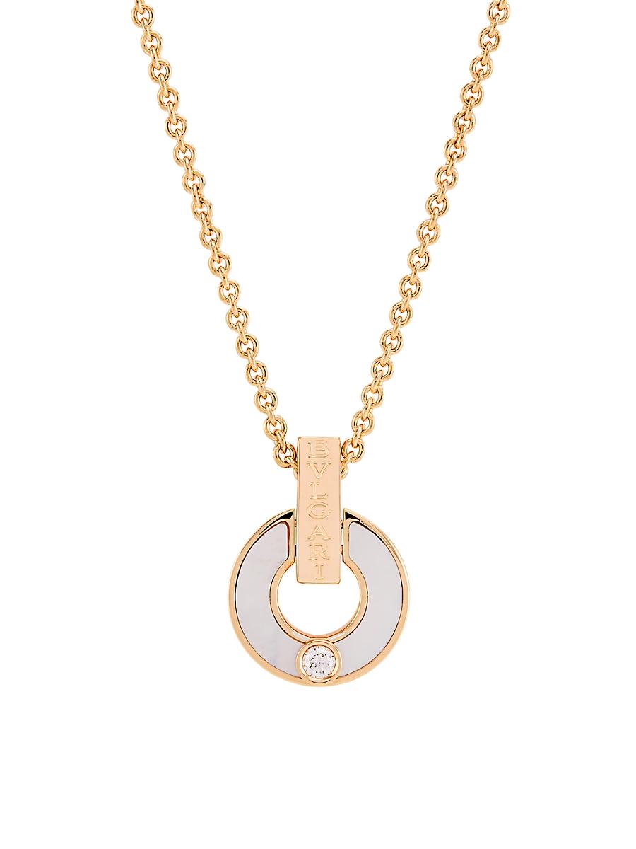 Womens Essential 18K Rose Gold, Mother-of-Pearl & Diamond Openwork Pendant Necklace Product Image