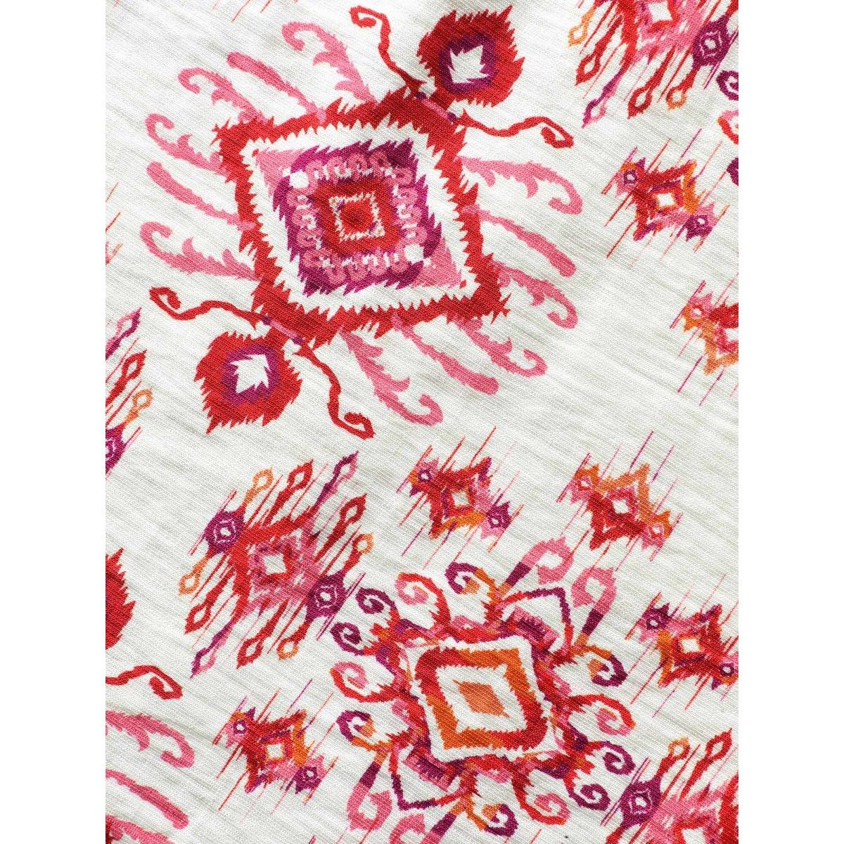 Plus Size Raspberry Floral Neck-Tie Babydoll Top Women Short sleeve Square Neck Vacation Blouses BloomChic 10/M Product Image