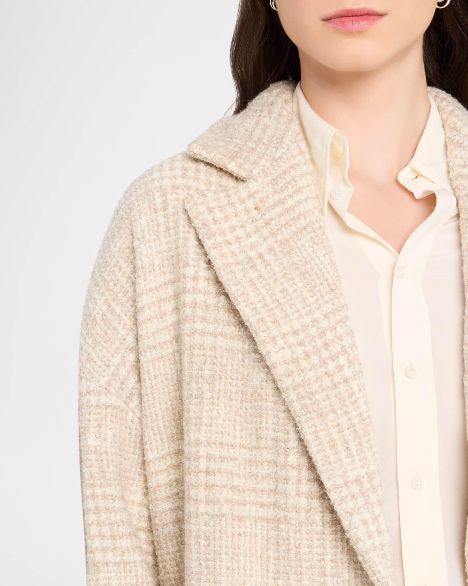 Paillette Check Tweed Single-Breasted Coat Product Image