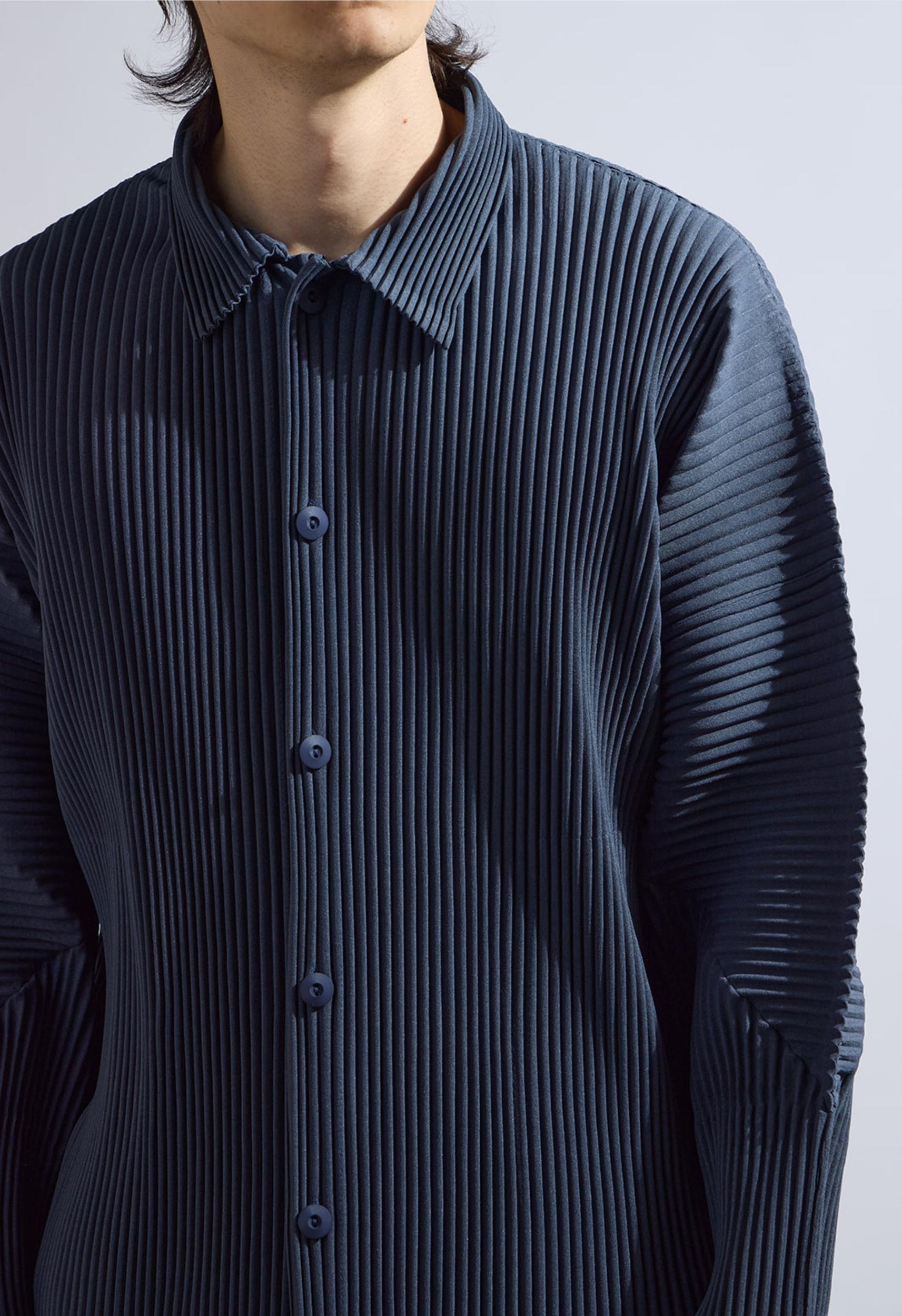 Pleated Long Sleeve in Navy Product Image
