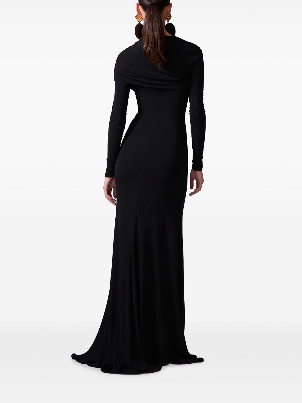 draped long-sleeve gown Product Image