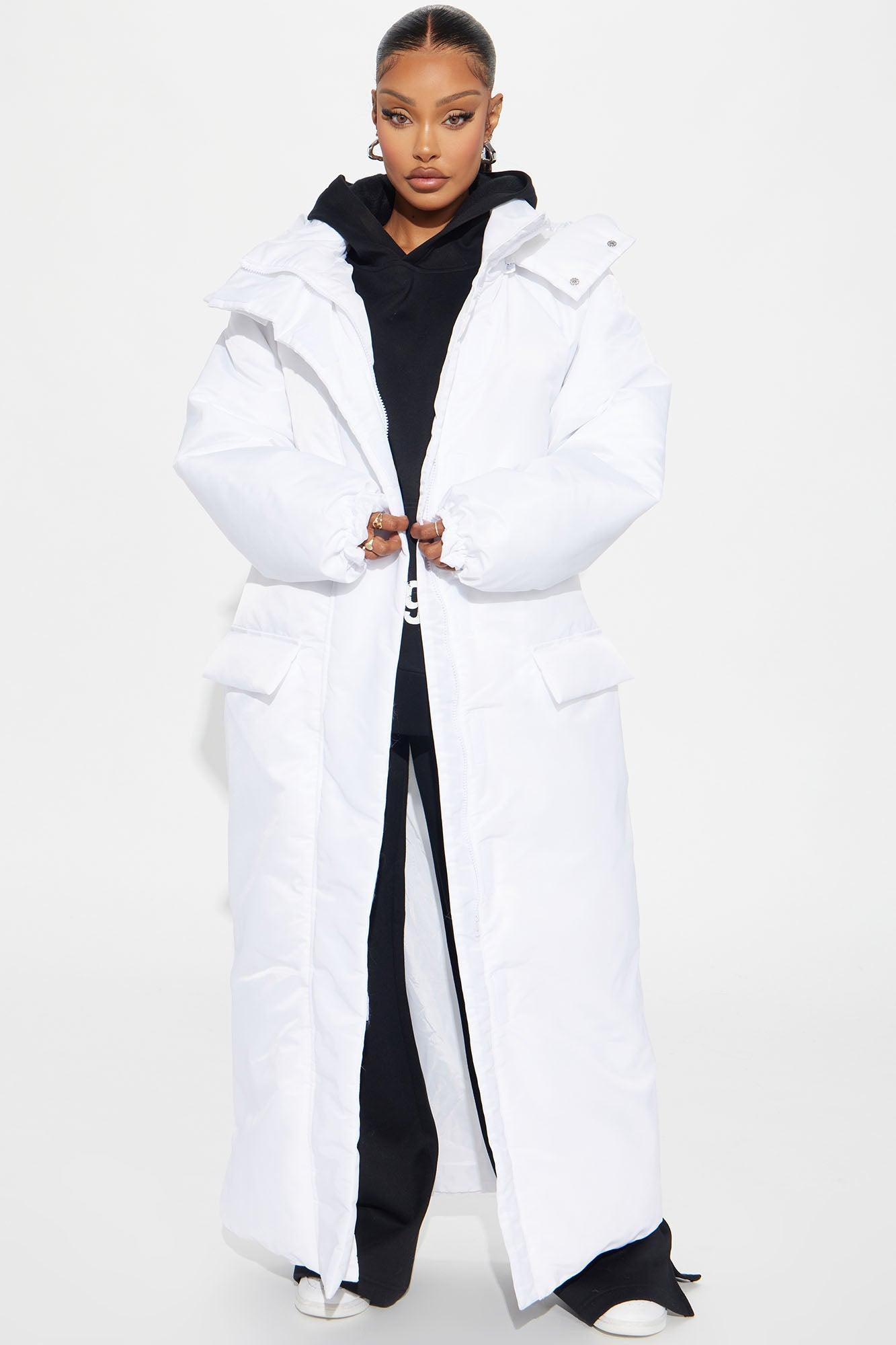 Got It On Her Own Puffer Trench - White Product Image