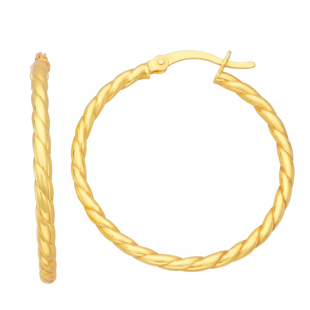 Jordan Blue Sterling Silver Twist Hoop Earrings, Women's, Gold Tone Product Image