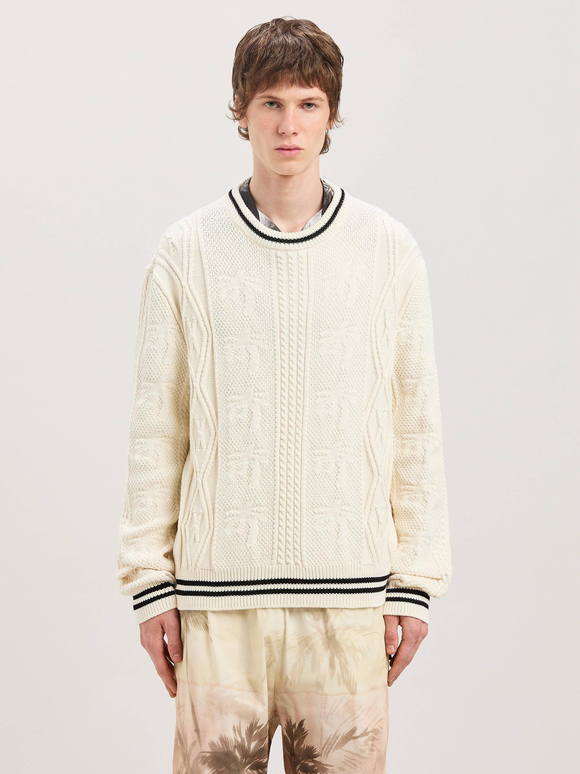 CURVED LOGO CABLE SWEATER OFF WHITE - BL Product Image