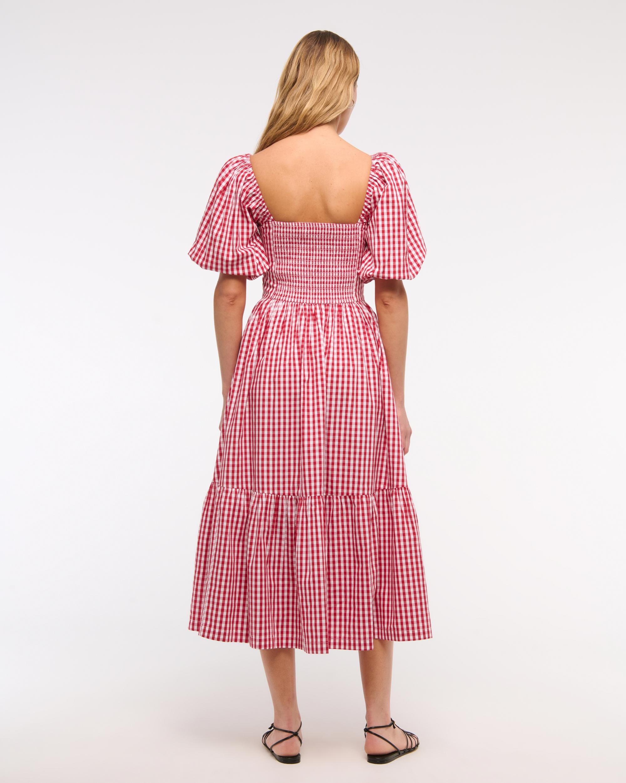 The A&F Emerson Poplin Puff Sleeve Midi Dress Product Image