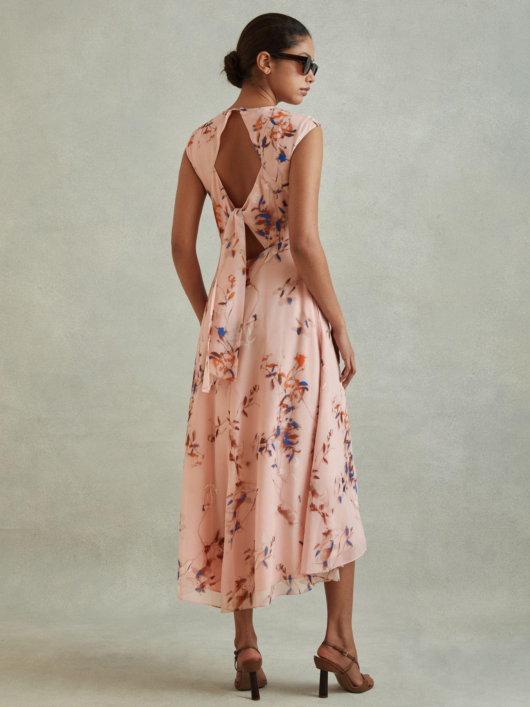 Printed Open Back Midi Dress in Blush Product Image