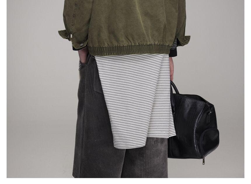 Plain Stand-Collar Loose Jacket Product Image