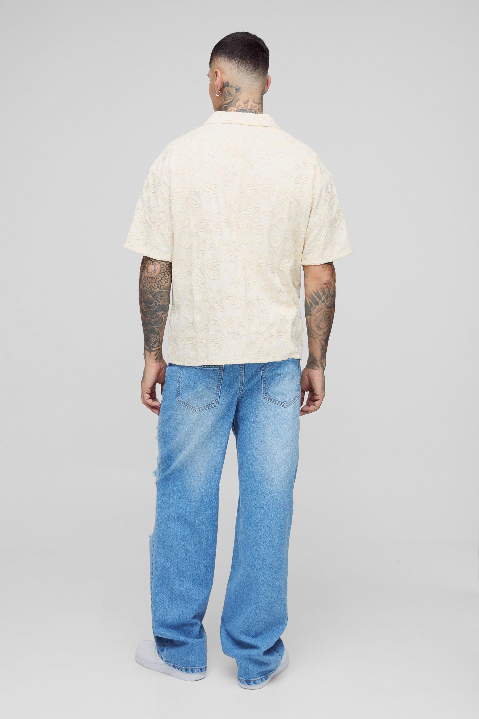 Tall Relaxed Ripped Rigid Jeans | boohooMAN USA Product Image