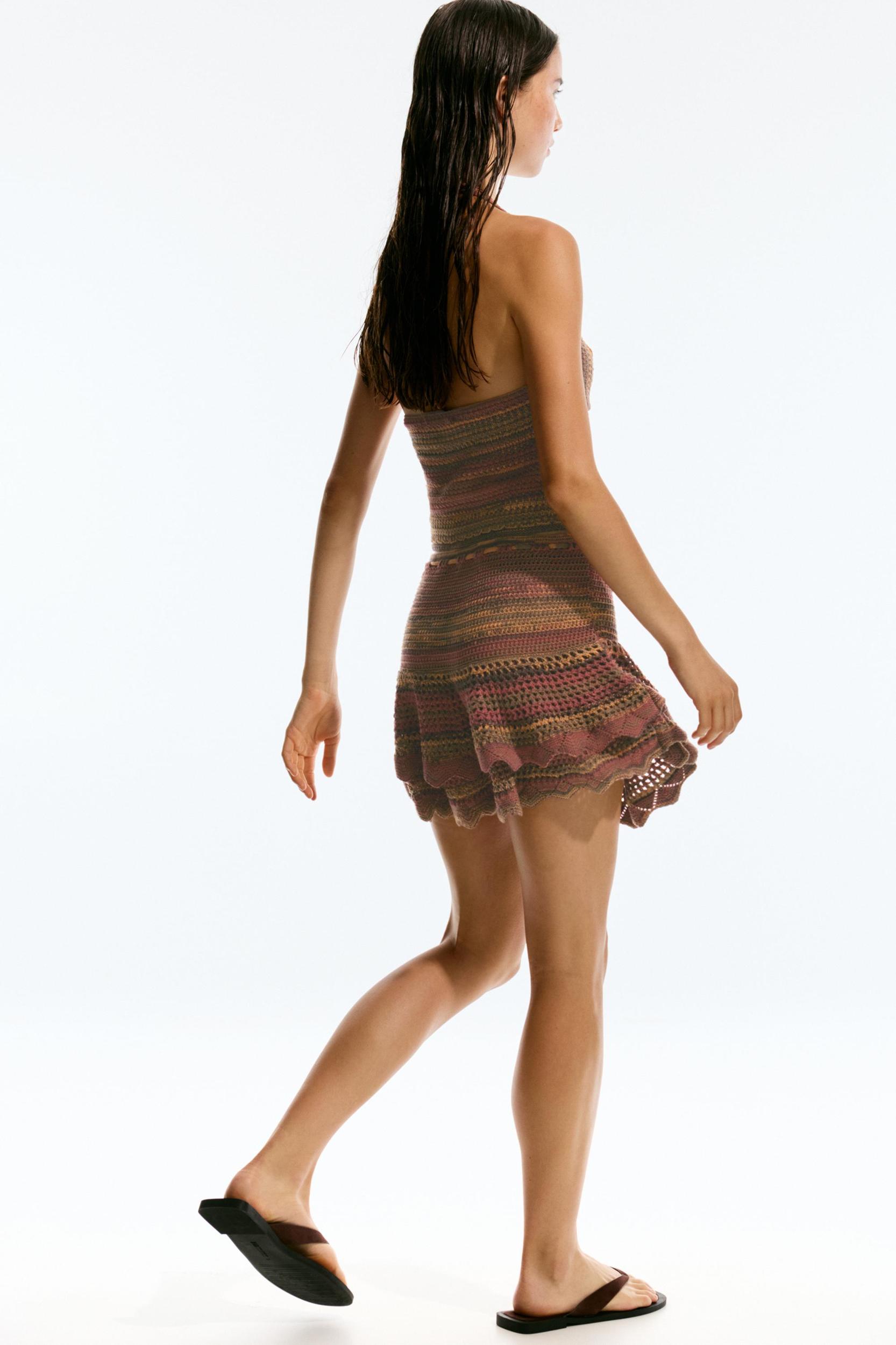 Ruffled crochet mini skirt Product Image