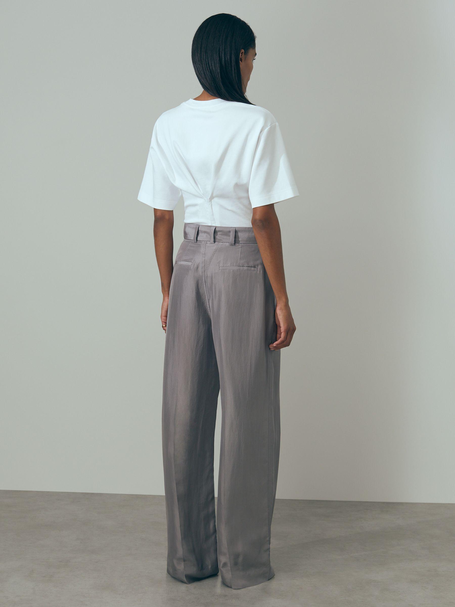 Atelier Wide Leg Waistband Detail Trousers in Grey Product Image