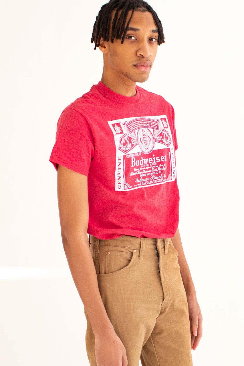 Red Budweiser Label T-Shirt Product Image