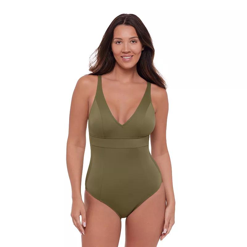 Womens S3 Swim Shaping Banded Plunge V-Neck One Piece Swimsuit, Womens Product Image