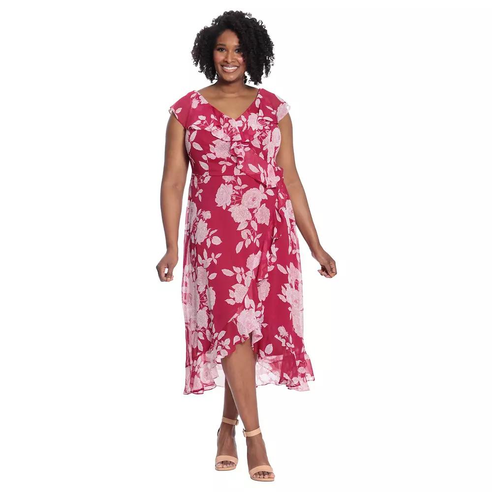 Plus Size London Times Faux Wrap Maxi Dress, Womens Product Image