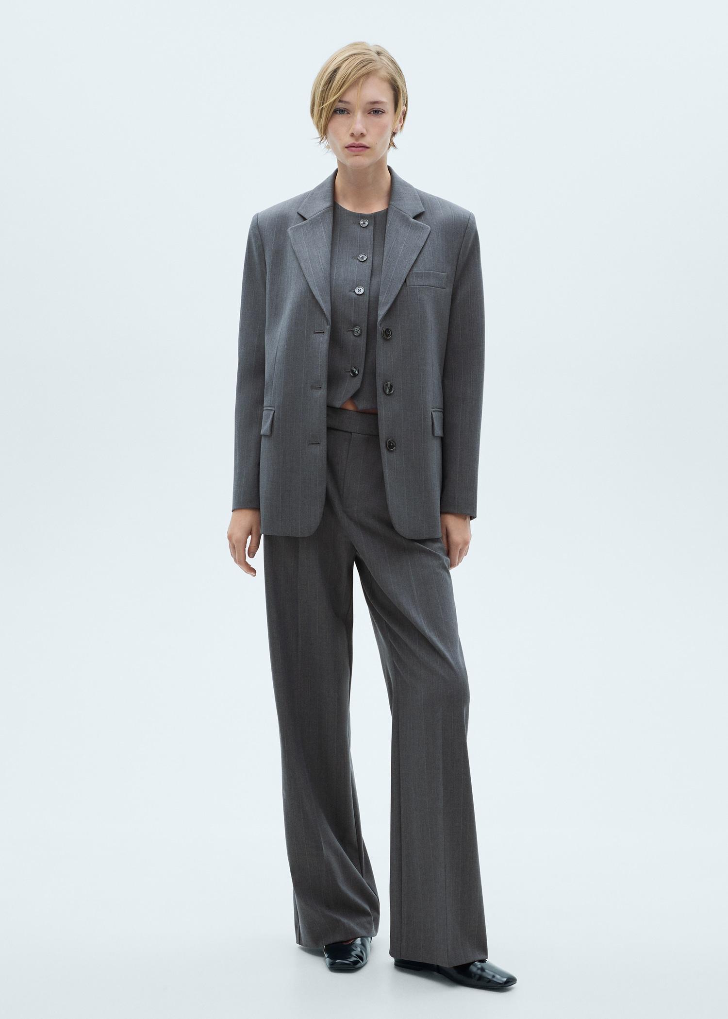 Pinstripe suit trousers - Women | MANGO USA Product Image