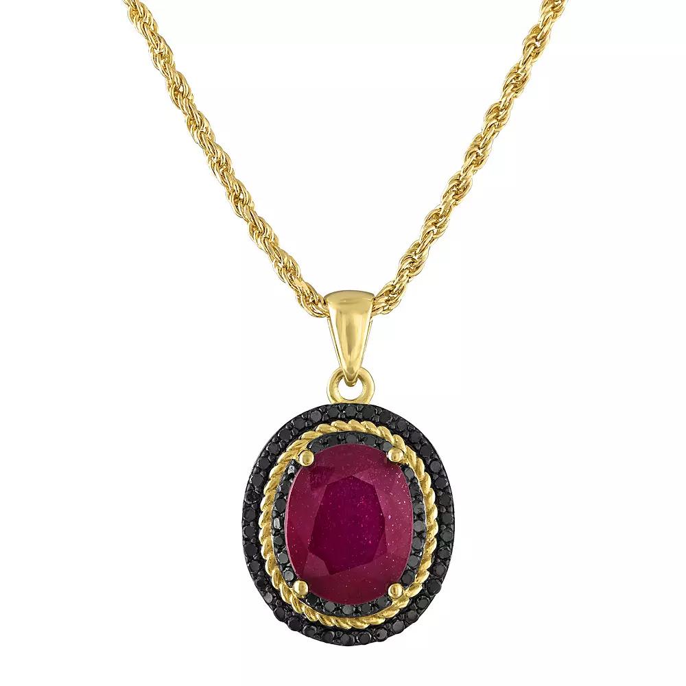 Tiara 14k Gold Over Silver Ruby & Black Spinel Pendant Necklace, Women's, Gold Tone Product Image