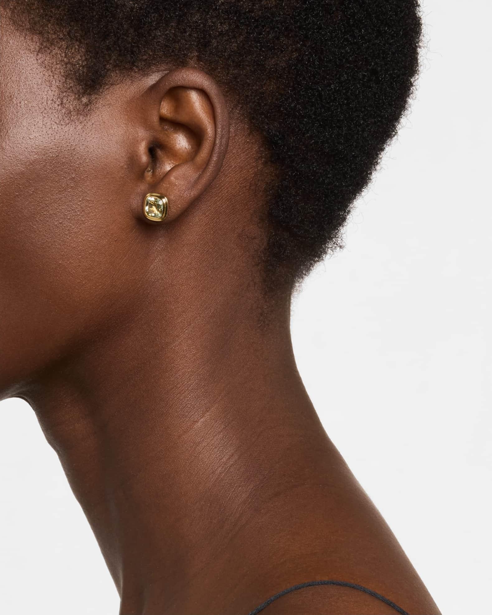 Manhattan 18K Yellow Gold Prasiolite Cushion Stud Earrings Product Image