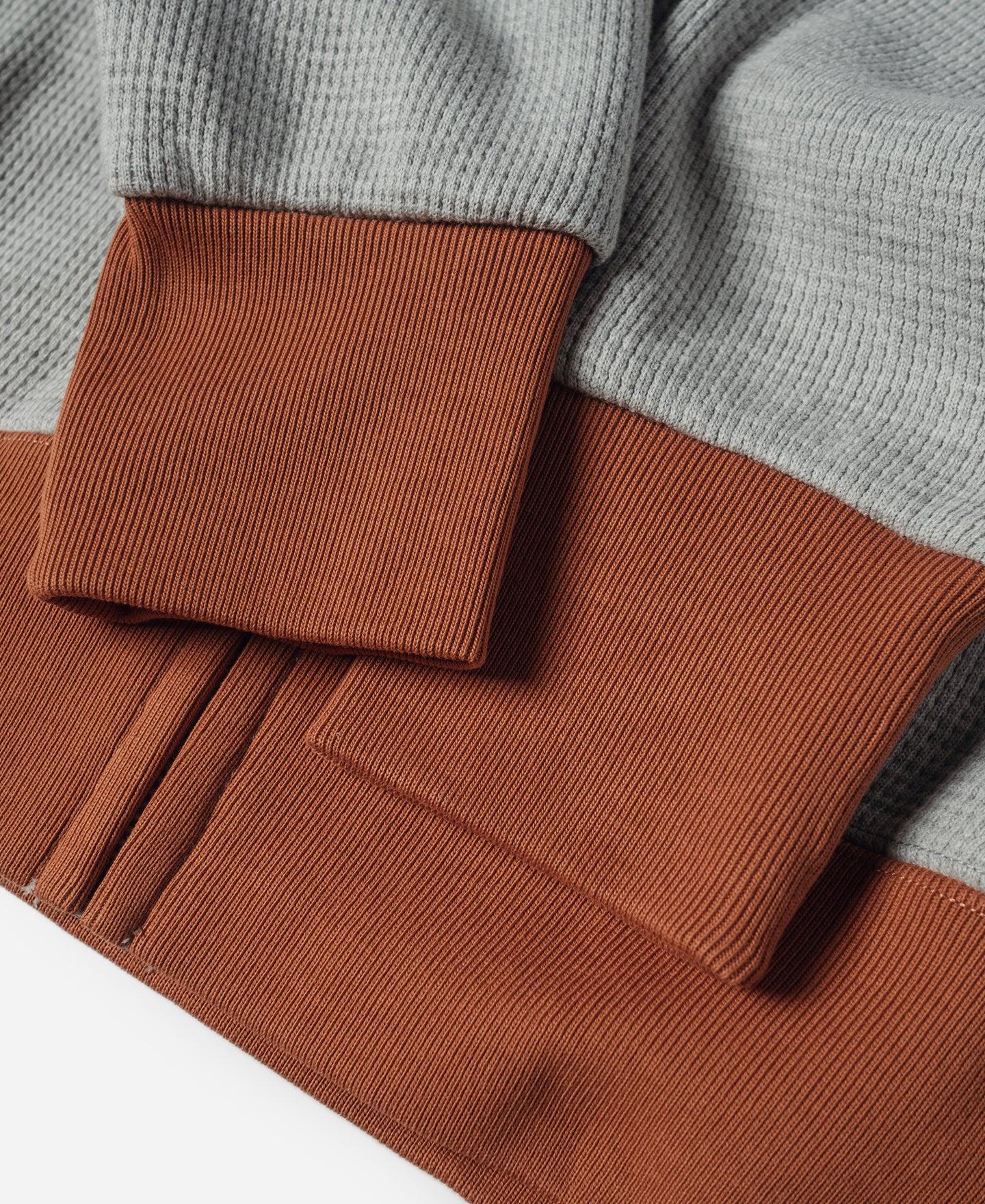 Waffle Cotton Full-Zip Track Jacket - Gray Product Image