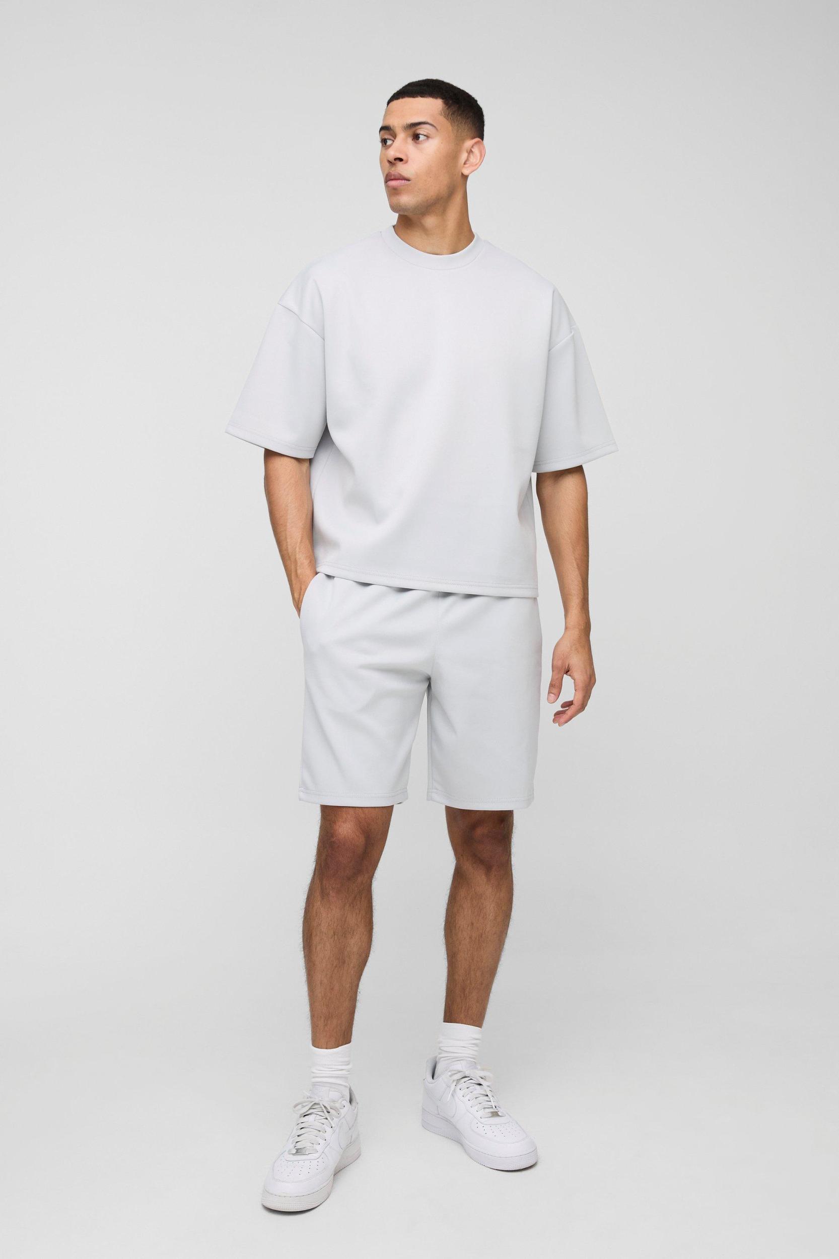Oversized Boxy Scuba T-Shirt & Short Set | boohooMAN USA Product Image