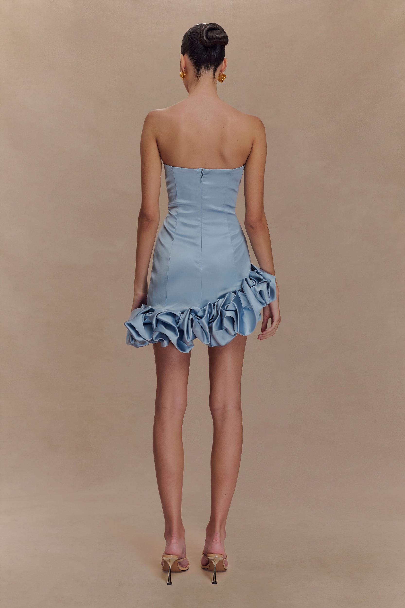 Alba Bubble Mini Dress - Cornflower Blue Product Image