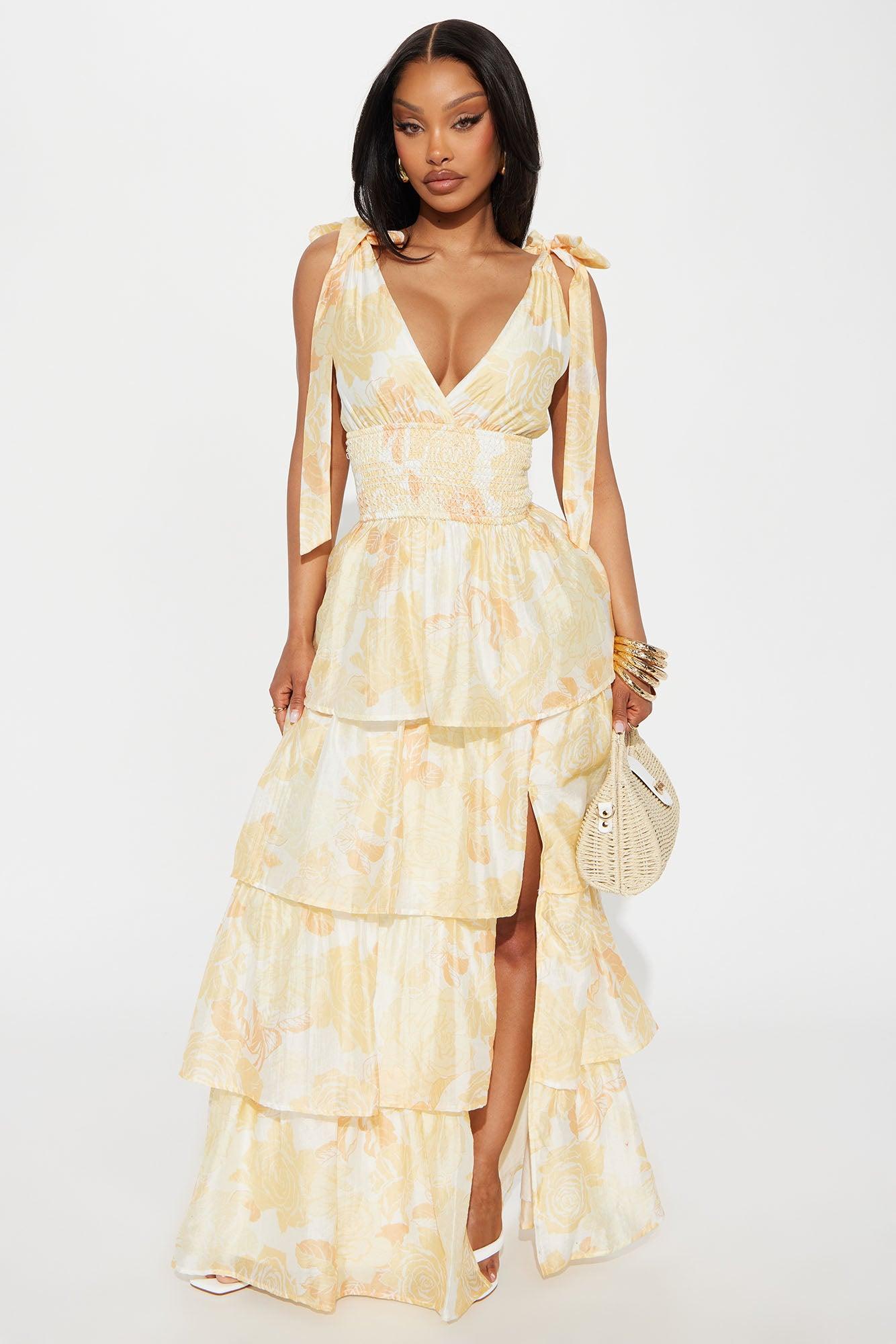 Maura Tiered Maxi Dress - Yellow/combo Product Image