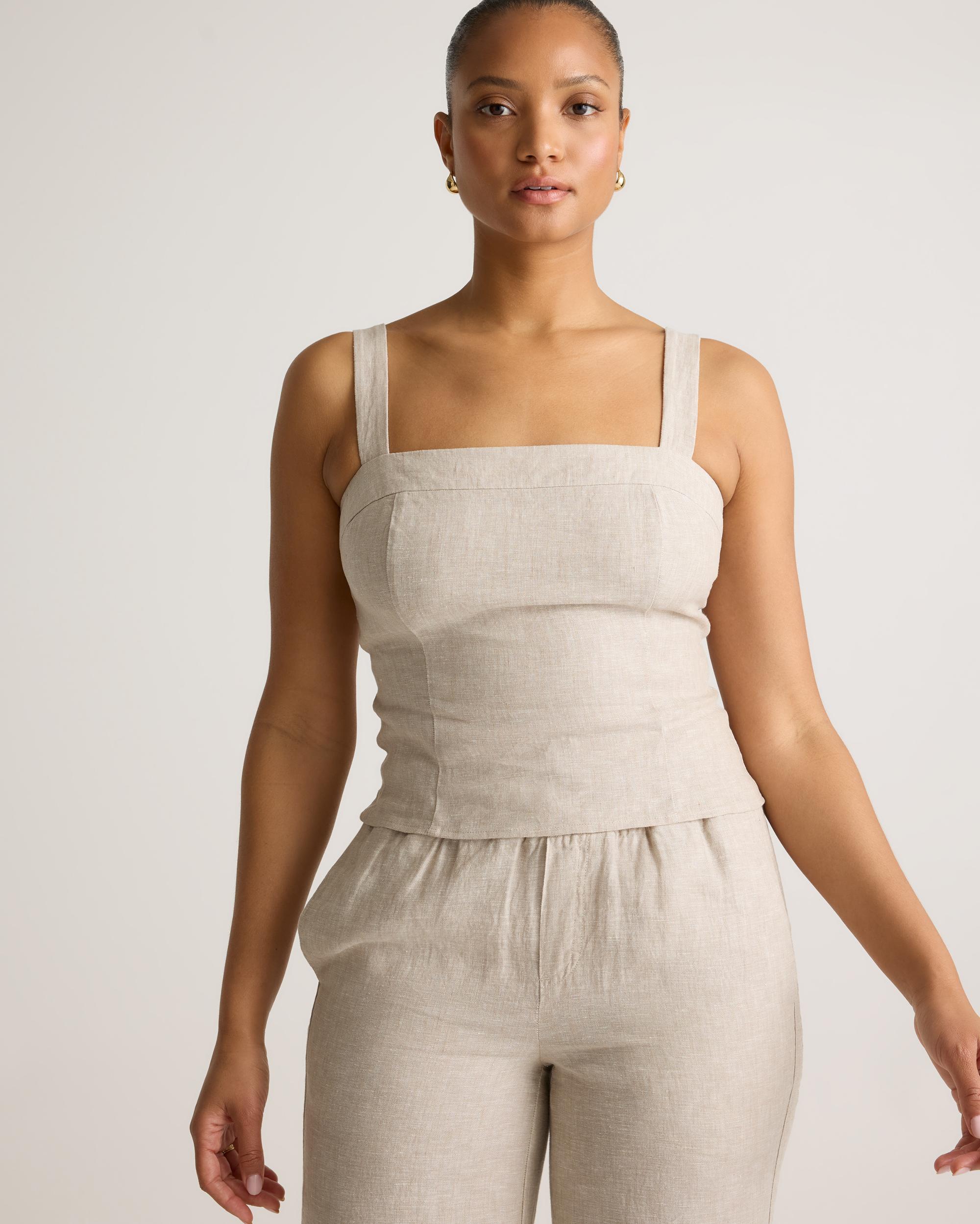 Quince | Women's 100% European Linen Fitted Tank Top Size XS Product Image