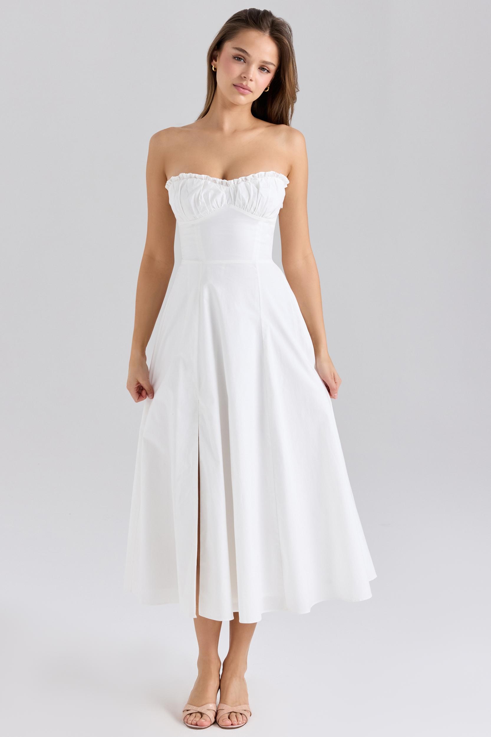 Clarabelle  rose print cotton detachable corset midi sundress Product Image