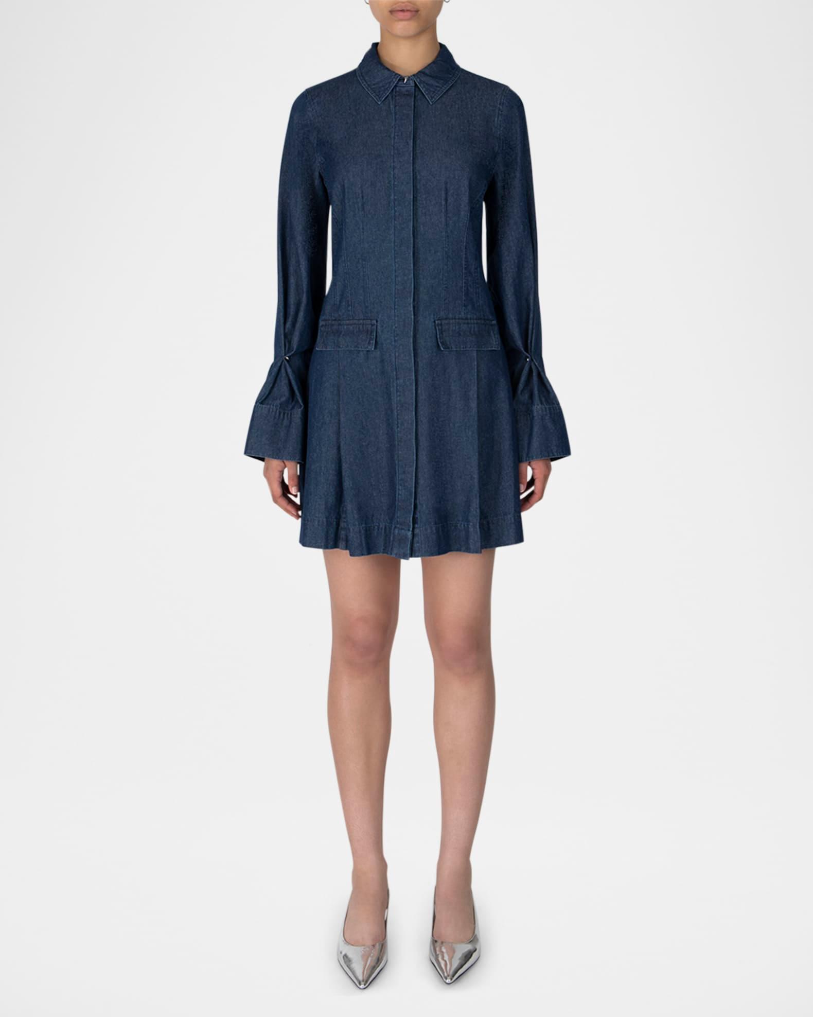 Danielle Long-Sleeve Denim Mini Shirtdress Product Image