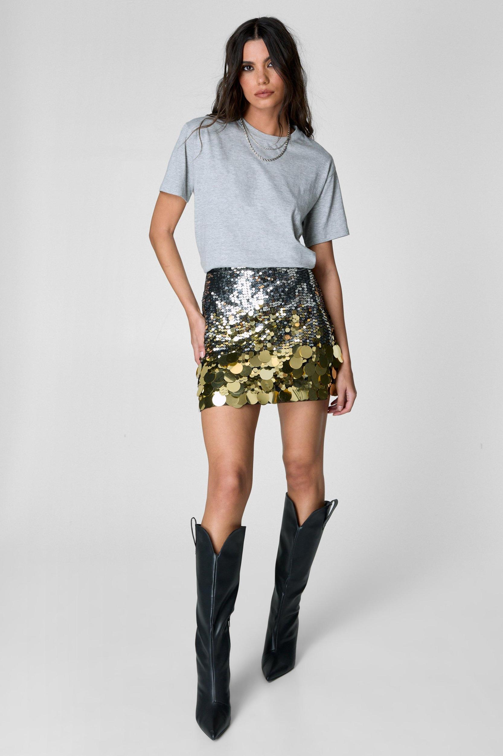 Disc Sequin Ombre Mini Skirt Product Image