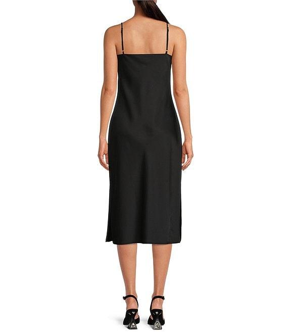 Gianni Bini Harper Satin V-Neck Sleeveless Slip Midi Dress Product Image