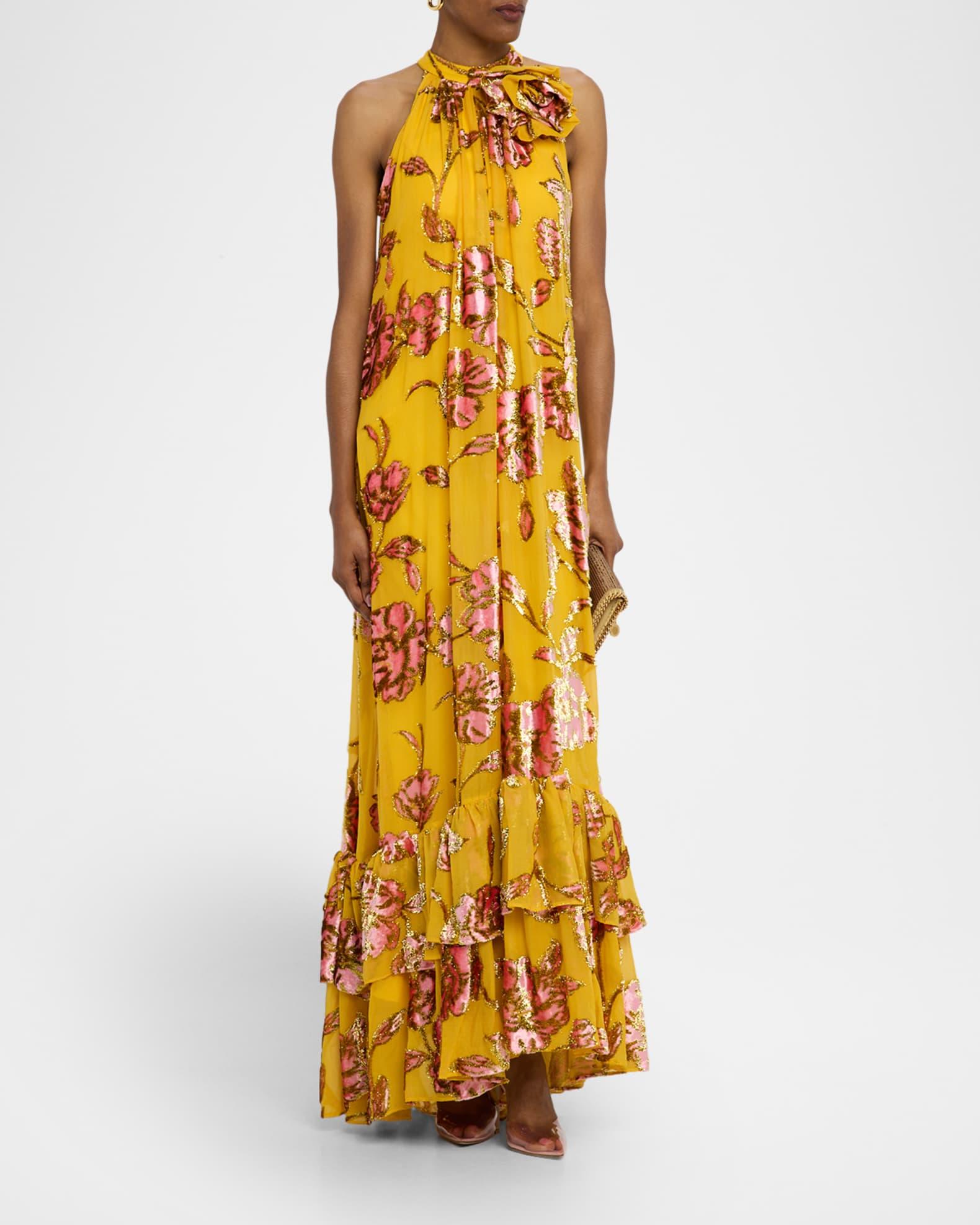 Fil Coupe Tiered Halter Maxi Dress Product Image