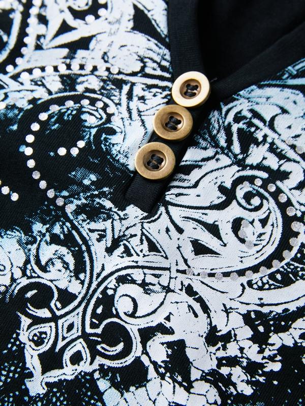 Gothic Print V Neck Long Sleeve Tee Product Image